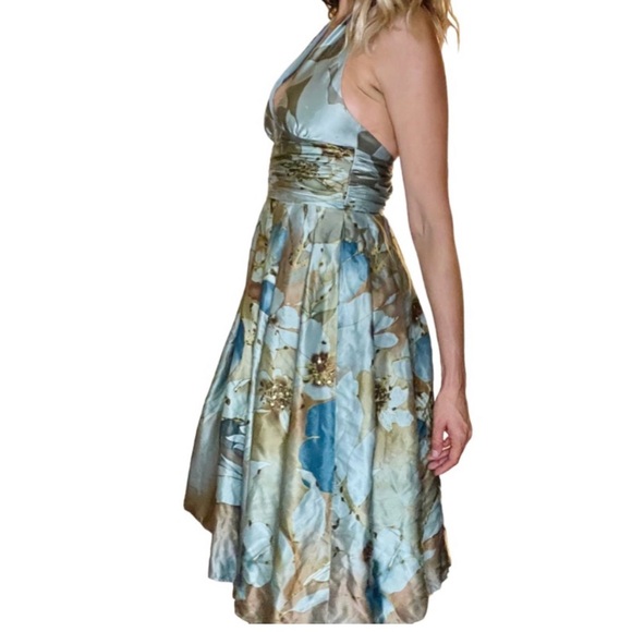 ADRIANNA PAPELL 100% SILK HALTER KNEE LENGTH DRESS - Picture 8 of 8